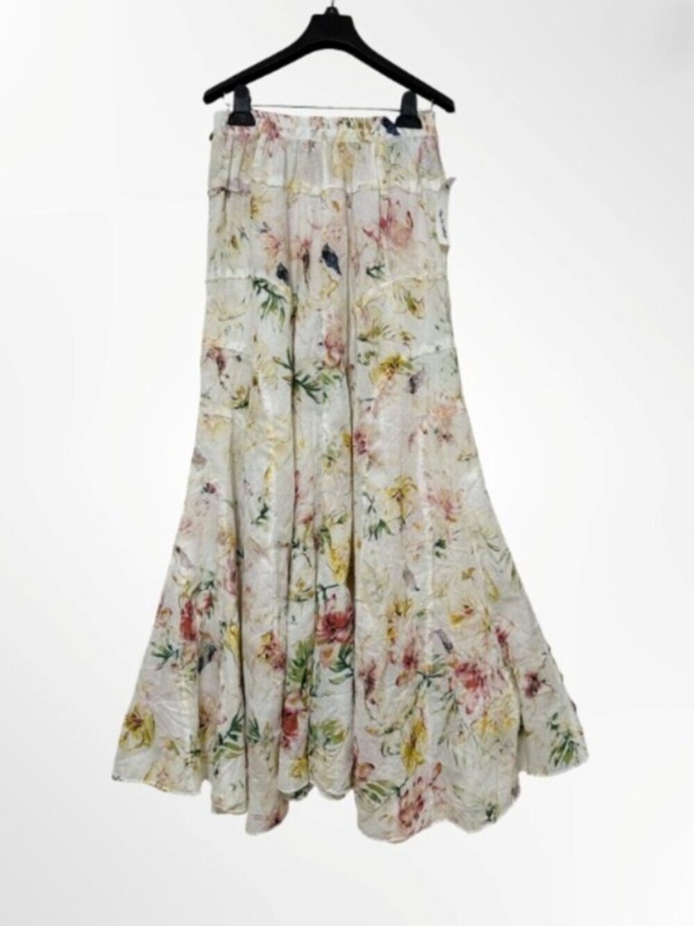 THE NU VINTAGE Floral Cotton Gauze Maxi Skirt Pink Yellow One Size NWT